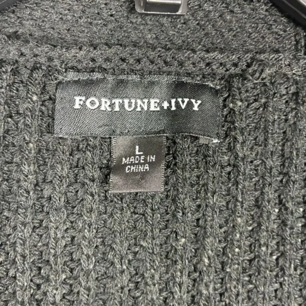 Fortune + Ivy Stitch Fix Long Open Cardigan Sweater Sz L Stripe Cozy Classic New